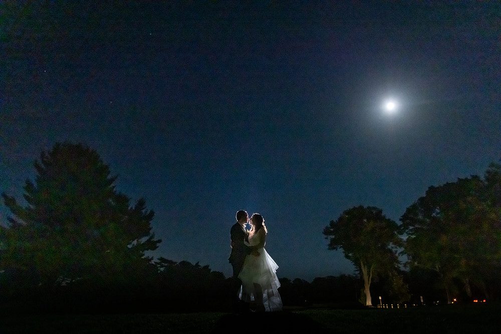 Couple Kissing In Full Moon Night
