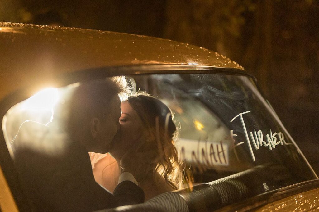 Couple Kissing In The Taxi
