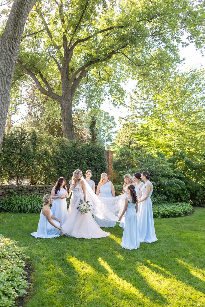 westbury manor wedding outdoor photo bride with bridesmaid