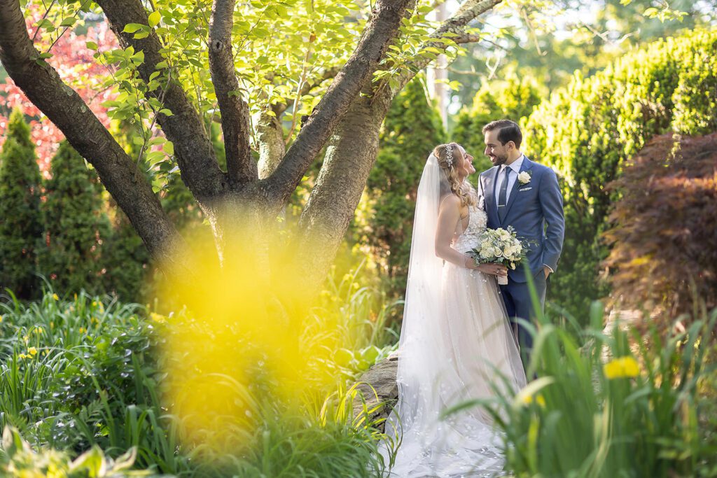 bride and groom's first look at the westbury manor